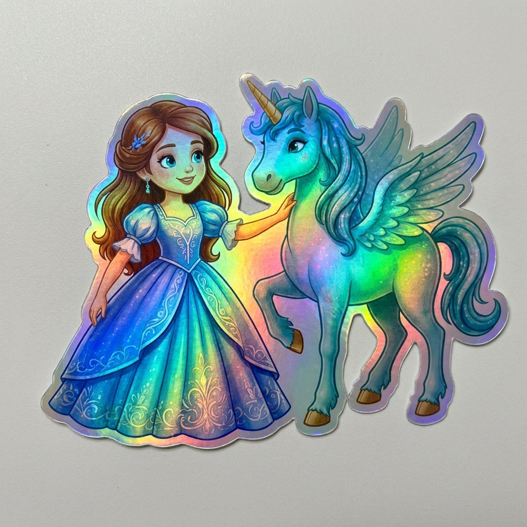 Aadhya Unicorn Holographic Sticker (3.71” x 3”) for Kids