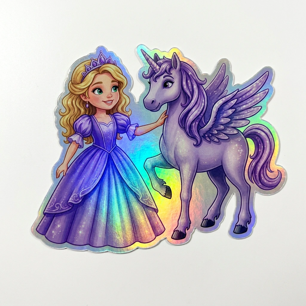 Abby Unicorn Holographic Sticker (3.71” x 3”) for Kids