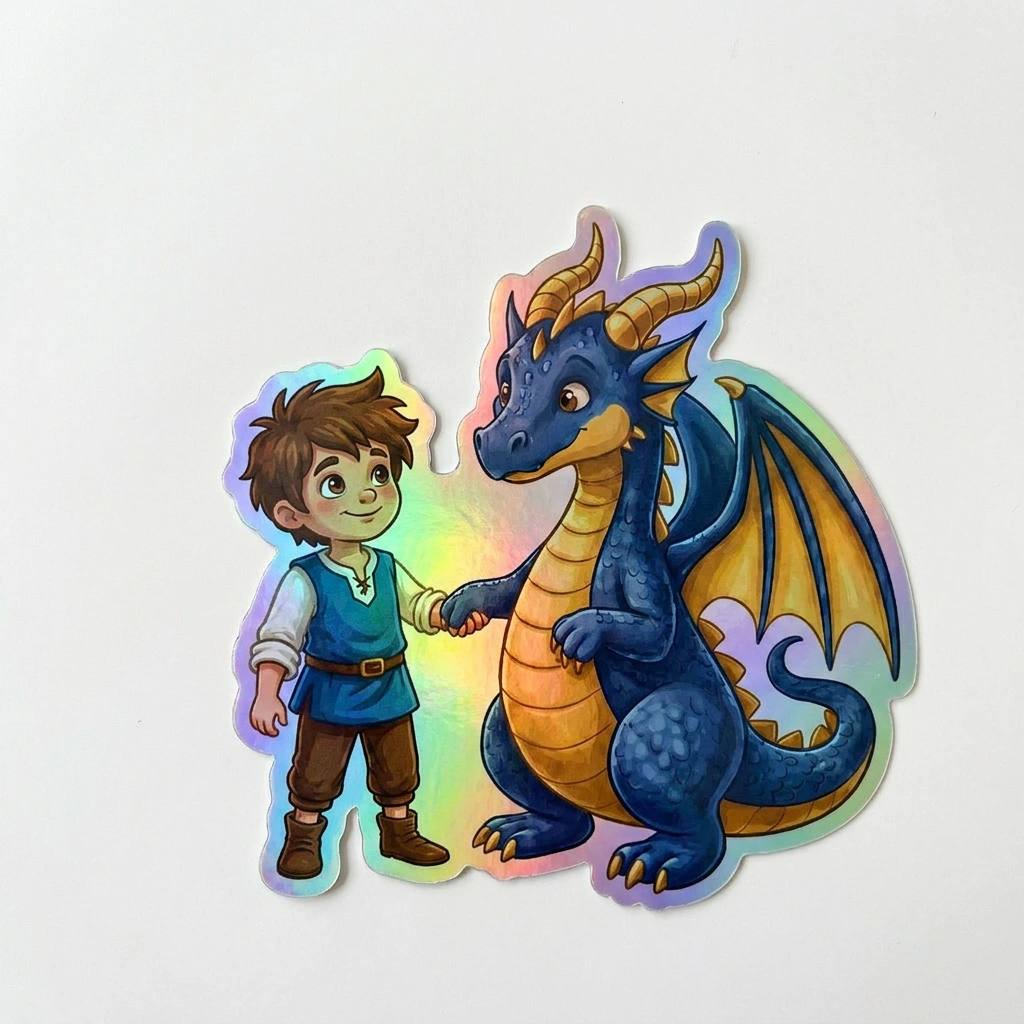 Ace Dragon Holographic Sticker (2.98” x 3”) for Kids