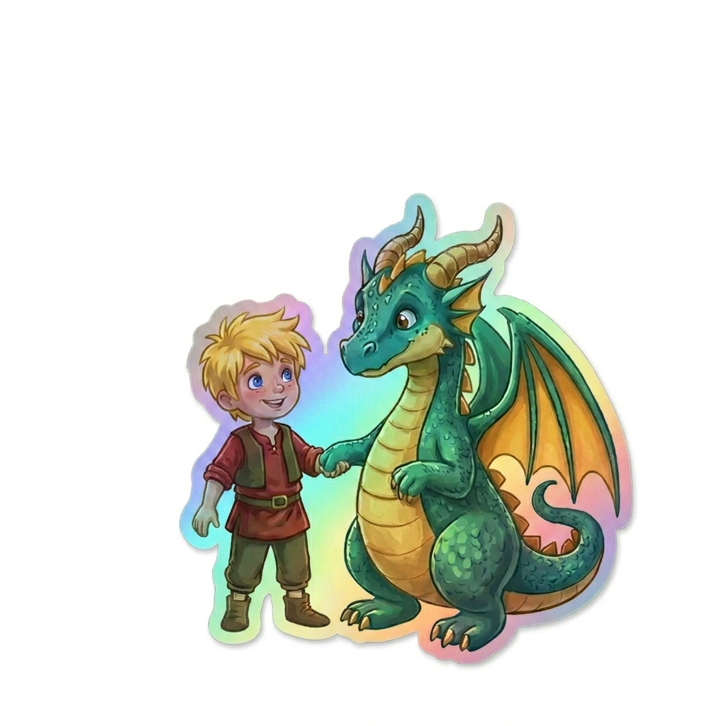 Adonis Dragon Holographic Sticker (2.98” x 3”) for Kids
