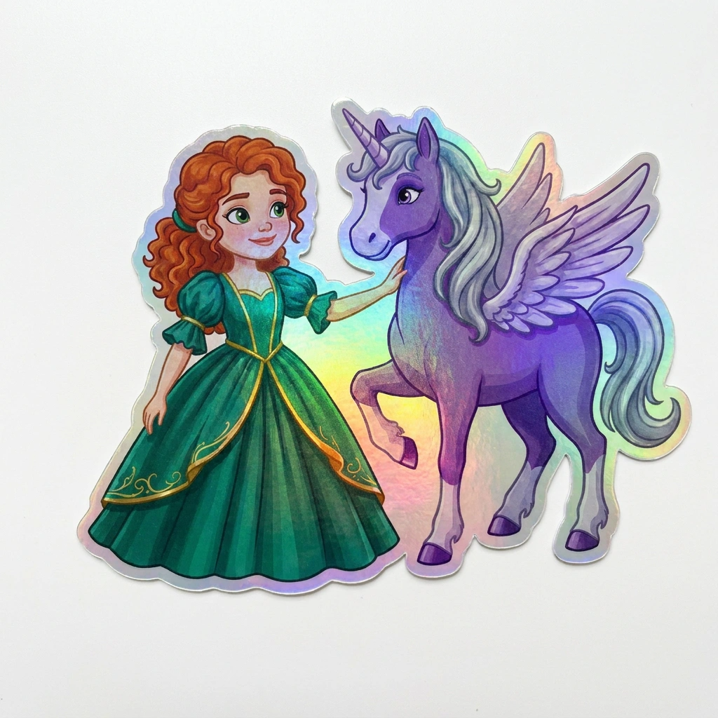 Alana Unicorn Holographic Sticker (3.71” x 3”) for Kids
