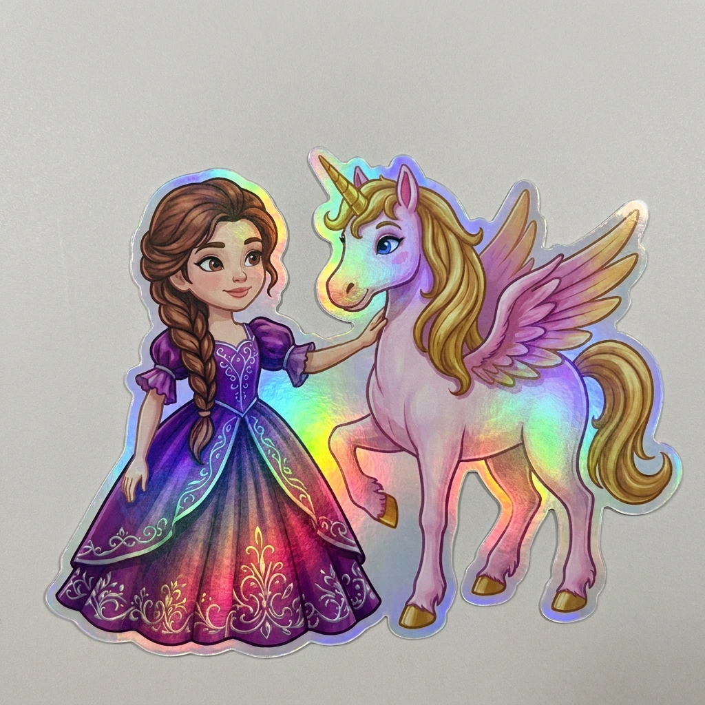 Amanda Unicorn Holographic Sticker (3.71” x 3”) for Kids