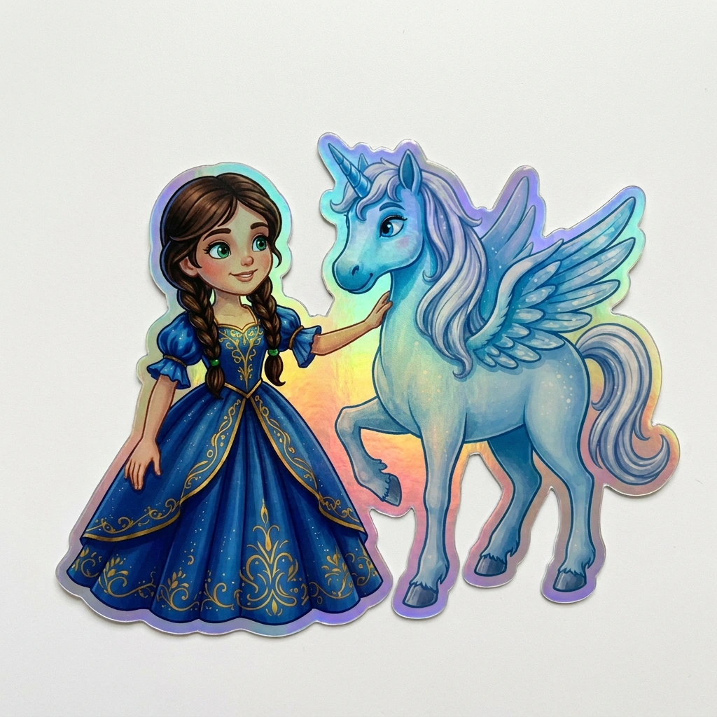 Amara Unicorn Holographic Sticker (3.71” x 3”) for Kids