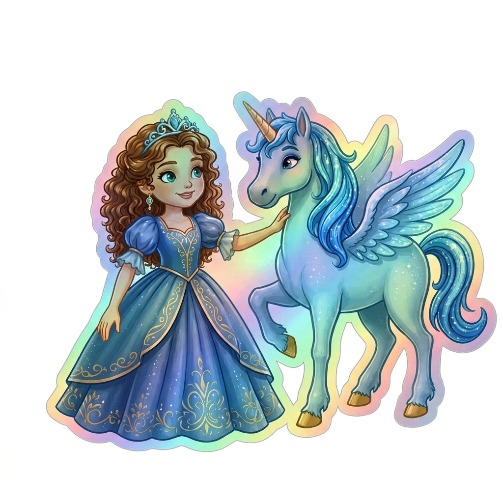 Amaya Unicorn Holographic Sticker (3.71” x 3”) for Kids