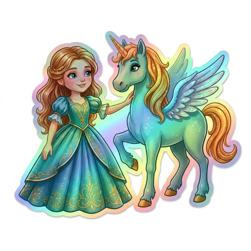 Anastasia Unicorn Holographic Sticker (3.71” x 3”) for Kids