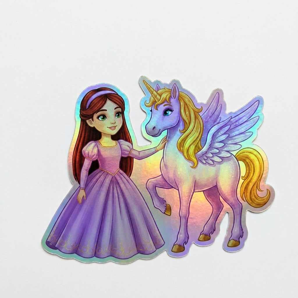 Arabella Unicorn Holographic Sticker (3.71” x 3”) for Kids