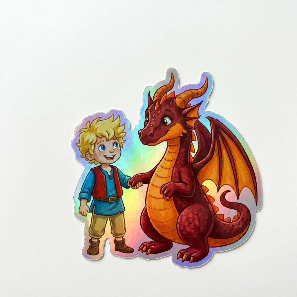Arthur Dragon Holographic Sticker (2.98” x 3”) for Kids