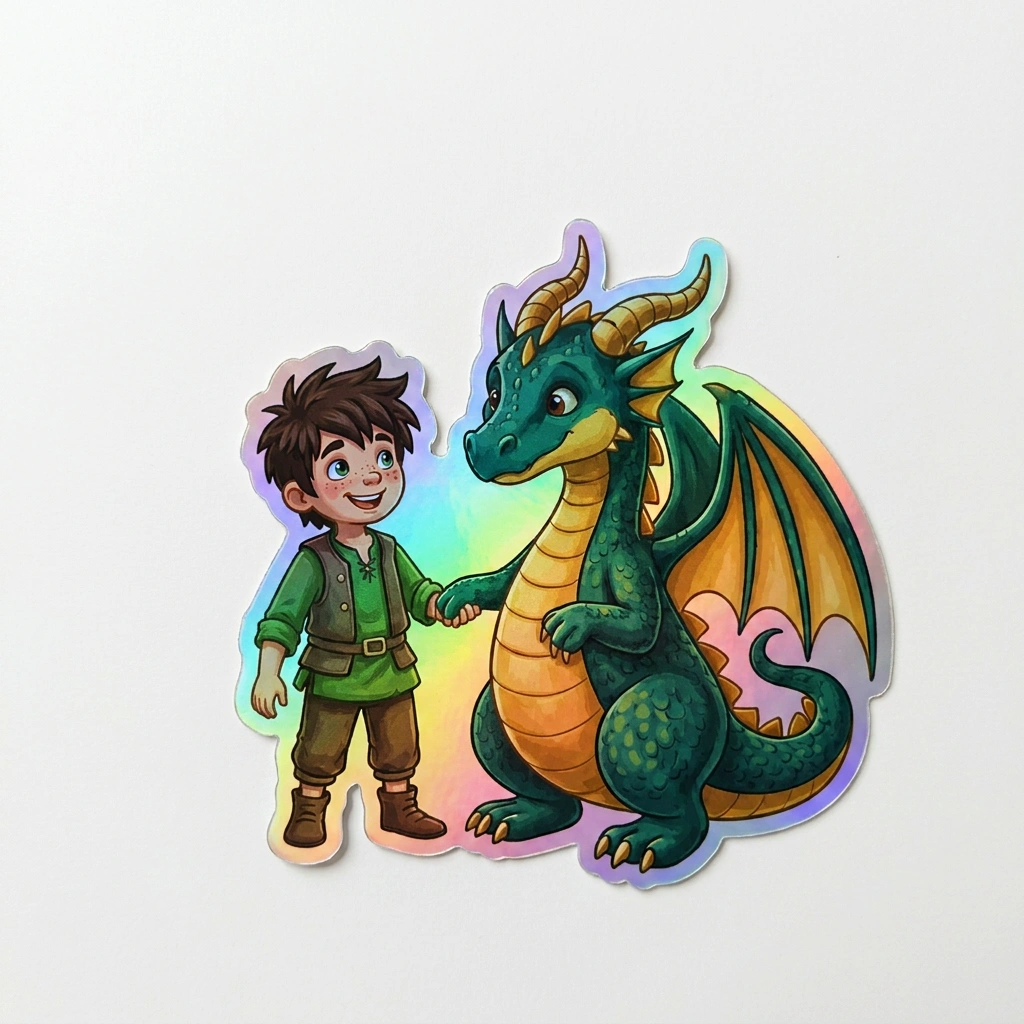 Ashton Dragon Holographic Sticker (2.98” x 3”) for Kids