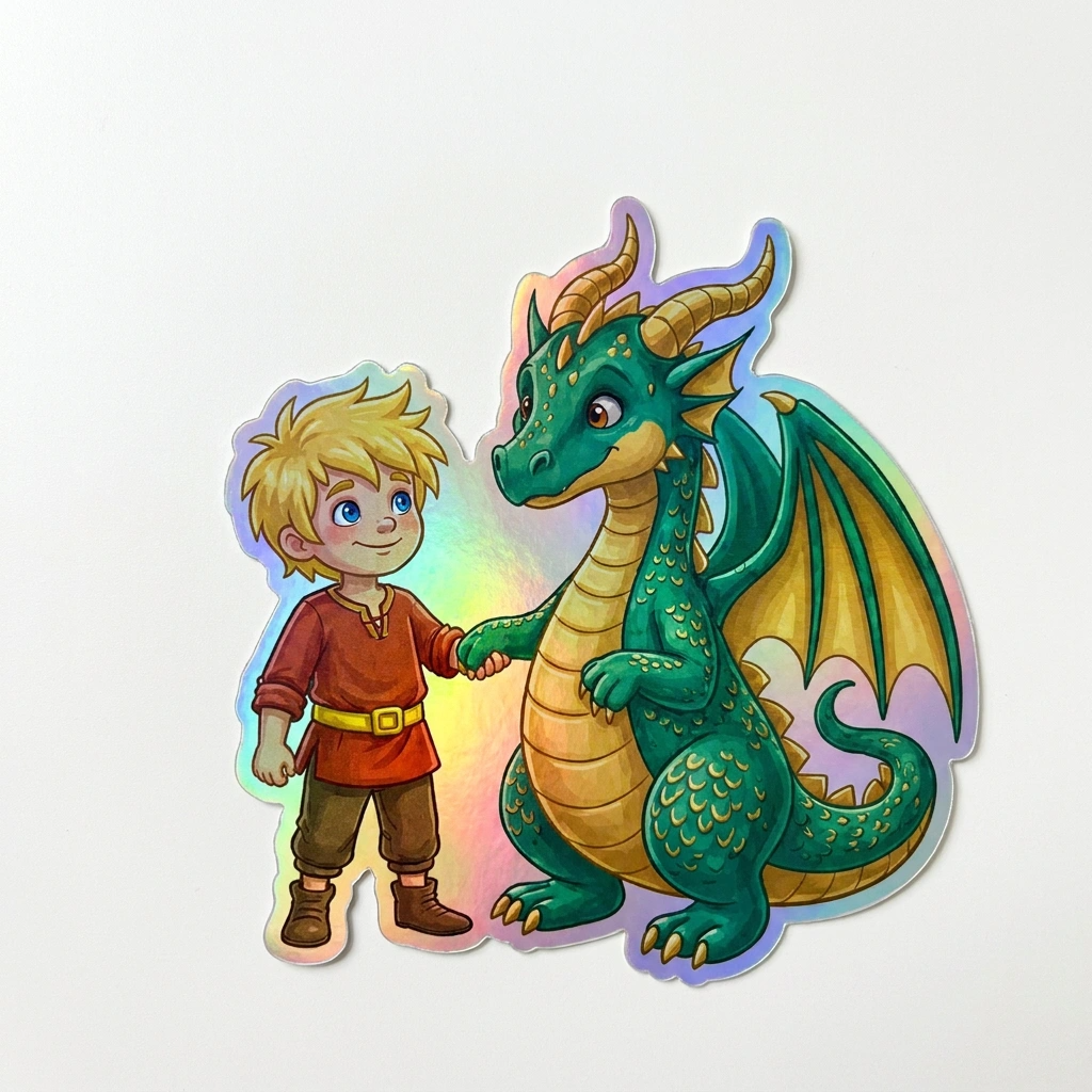 Atlas Dragon Holographic Sticker (2.98” x 3”) for Kids