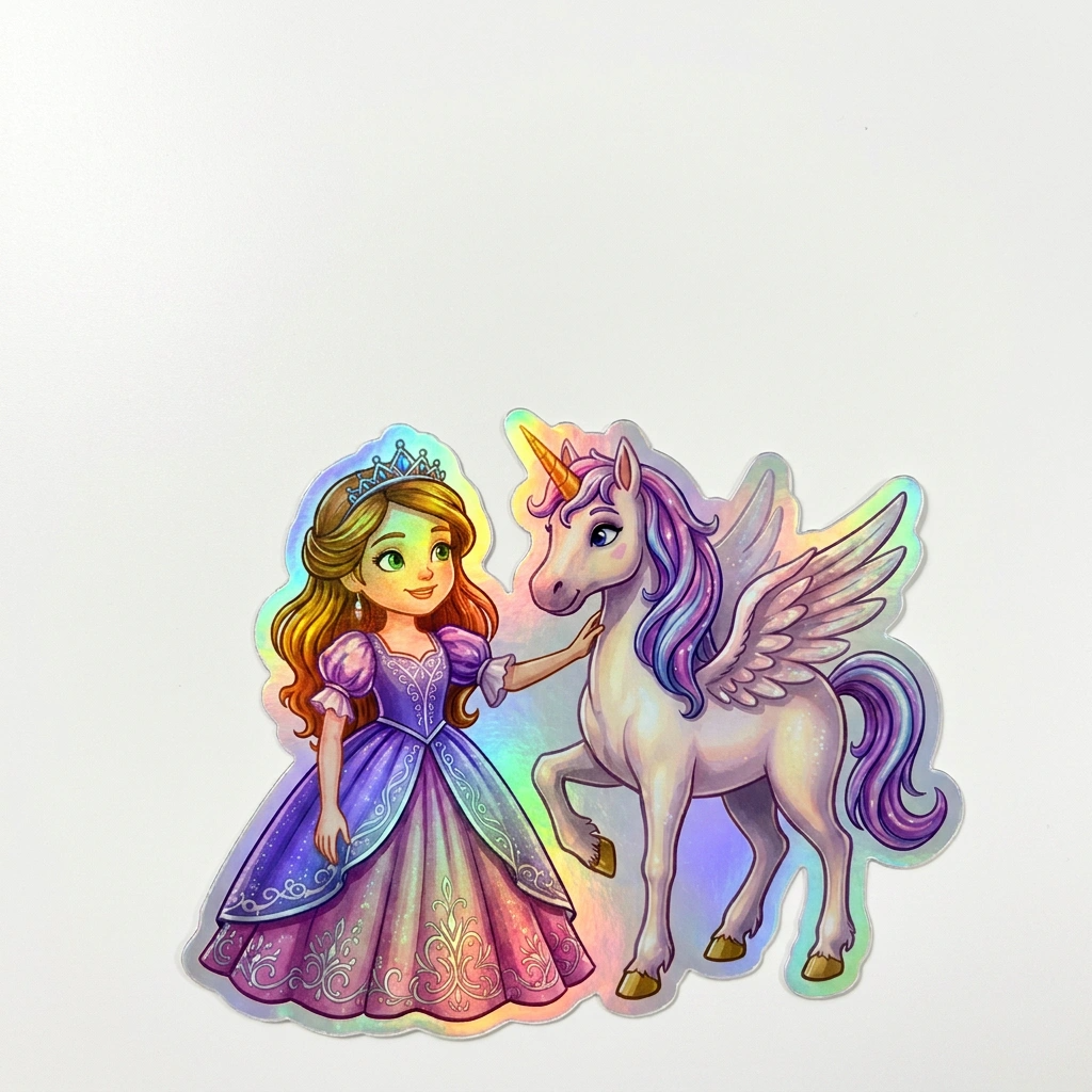 Aubrey Unicorn Holographic Sticker (3.71” x 3”) for Kids