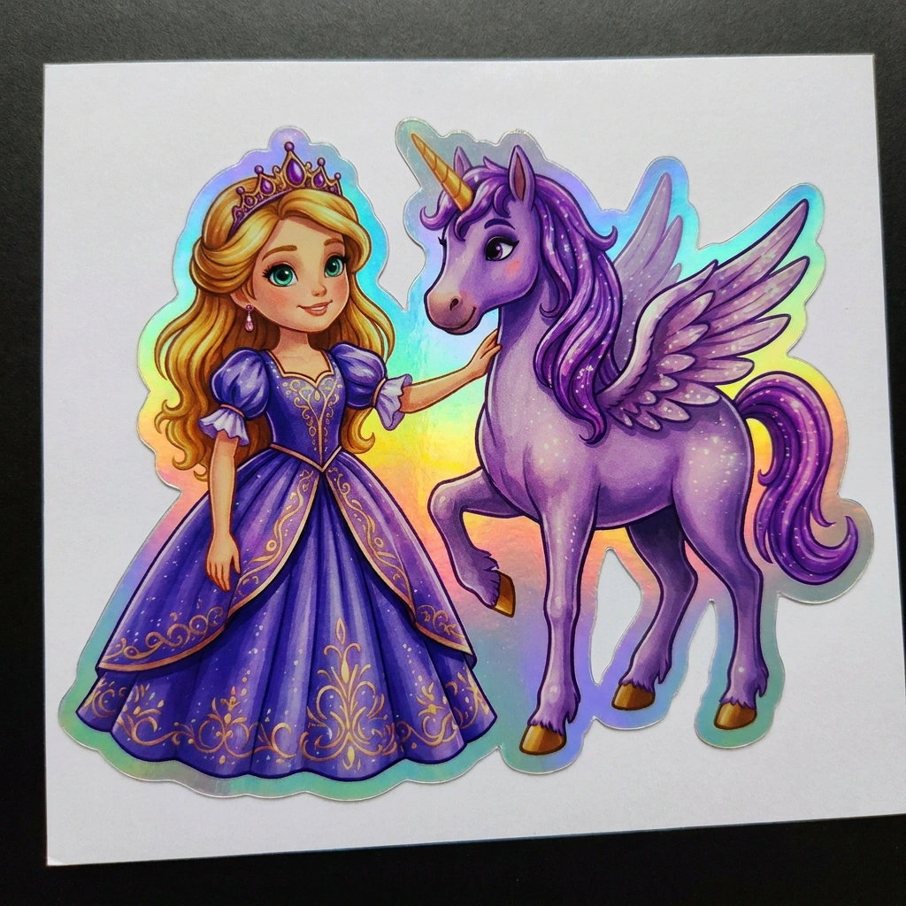 Aurora Unicorn Holographic Sticker (3.71” x 3”) for Kids