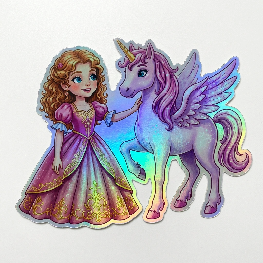 Ava Unicorn Holographic Sticker (3.71” x 3”) for Kids