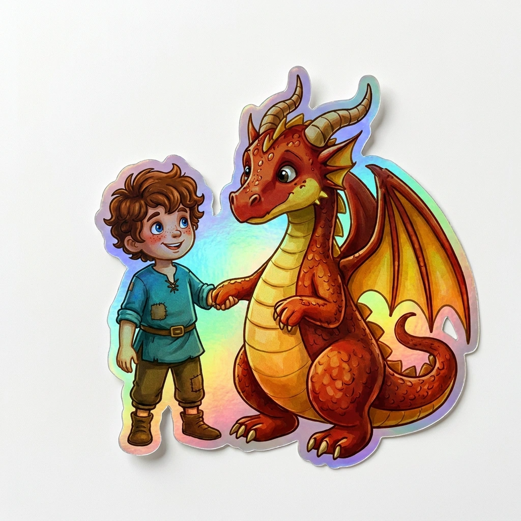 Axel Dragon Holographic Sticker (2.98” x 3”) for Kids