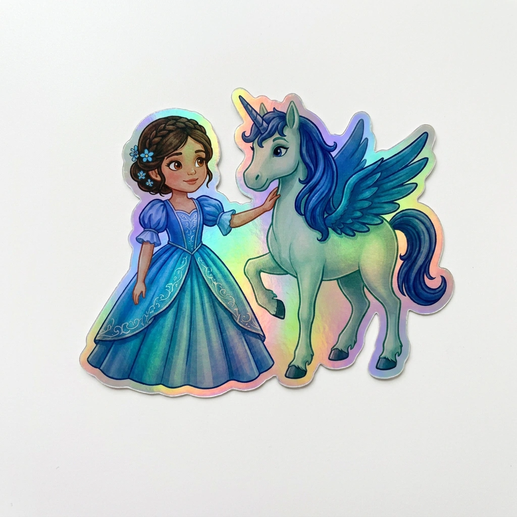 Ayla Unicorn Holographic Sticker (3.71” x 3”) for Kids