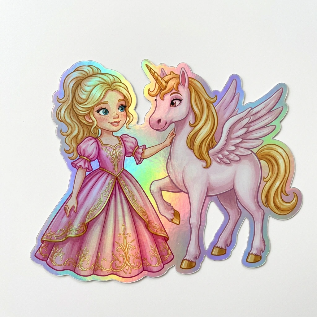 Blake Unicorn Holographic Sticker (3.71” x 3”) for Kids
