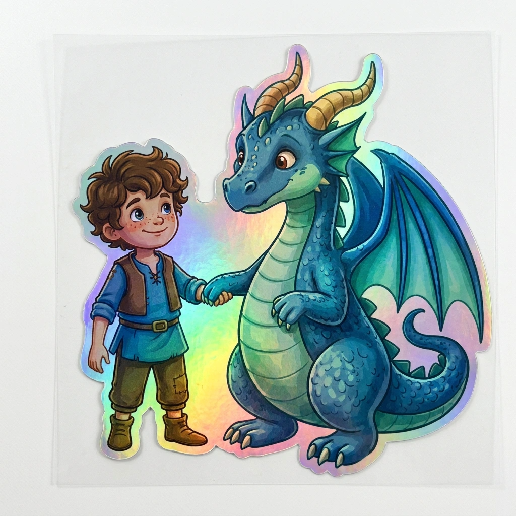 Bob Dragon Holographic Sticker (2.98” x 3”) for Kids