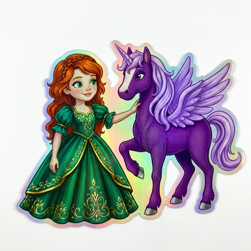 Briele Unicorn Holographic Sticker (3.71” x 3”) for Kids