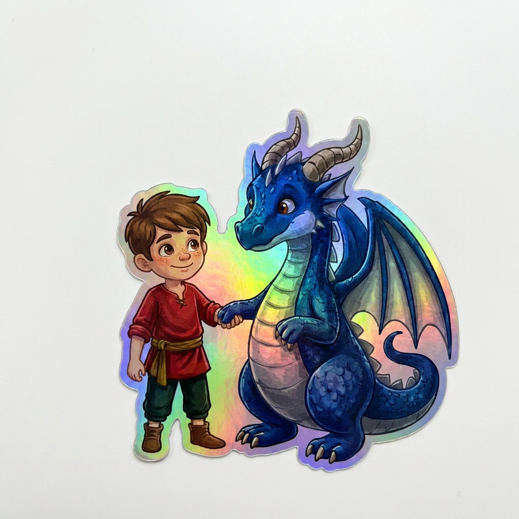 Brody Dragon Holographic Sticker (2.98” x 3”) for Kids