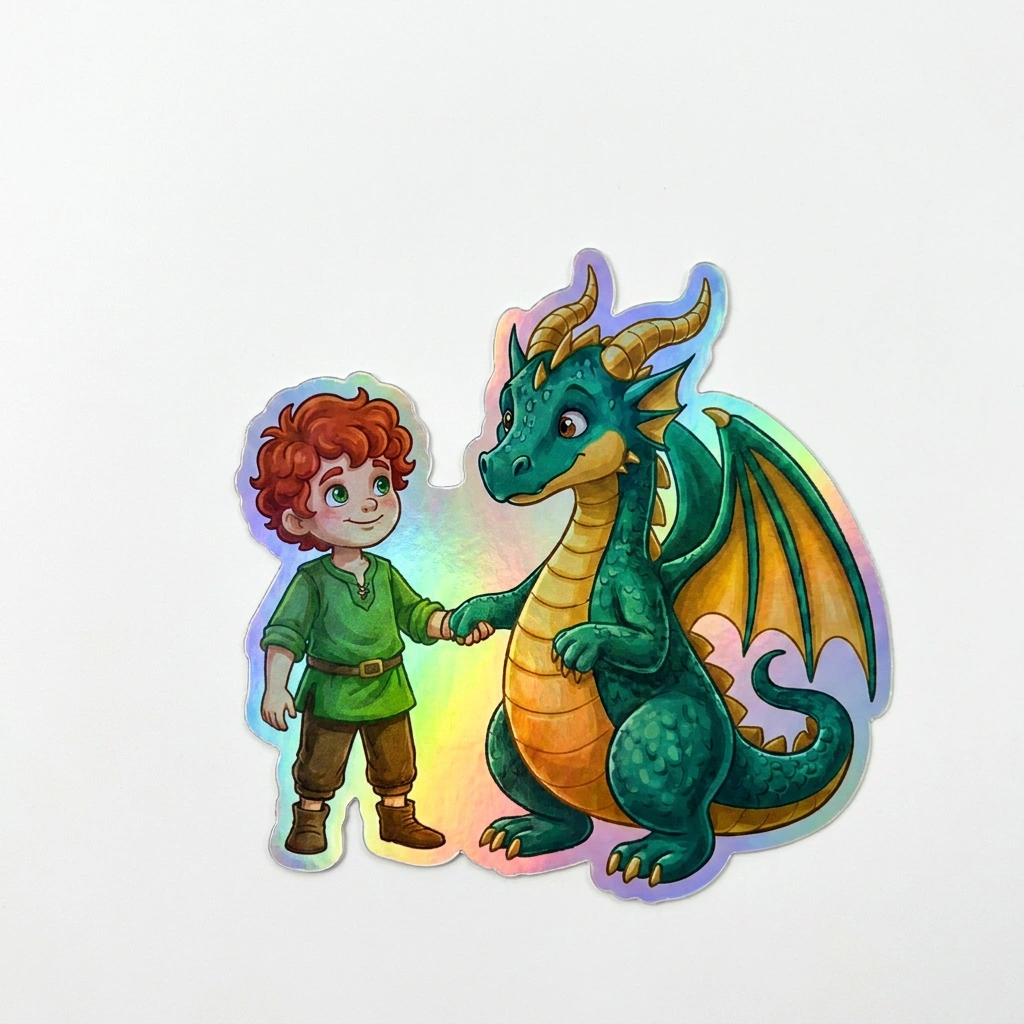Camden Dragon Holographic Sticker (2.98” x 3”) for Kids