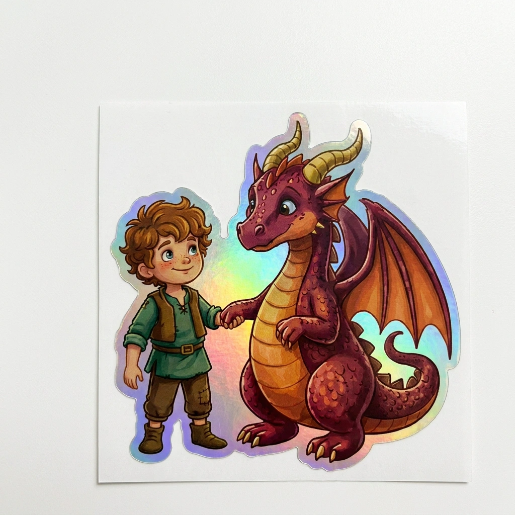 Cameron Dragon Holographic Sticker (2.98” x 3”) for Kids