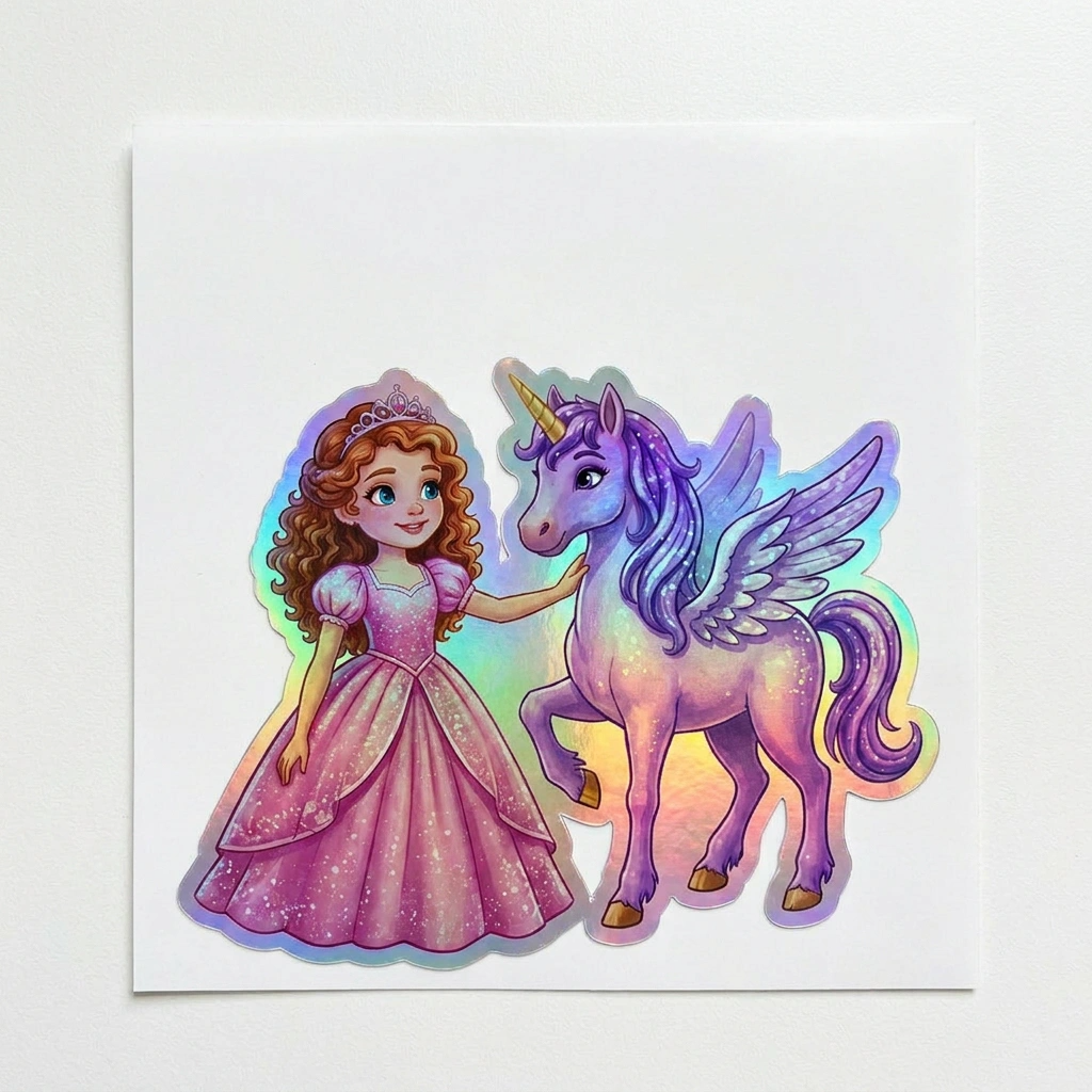 Camila Unicorn Holographic Sticker (3.71” x 3”) for Kids