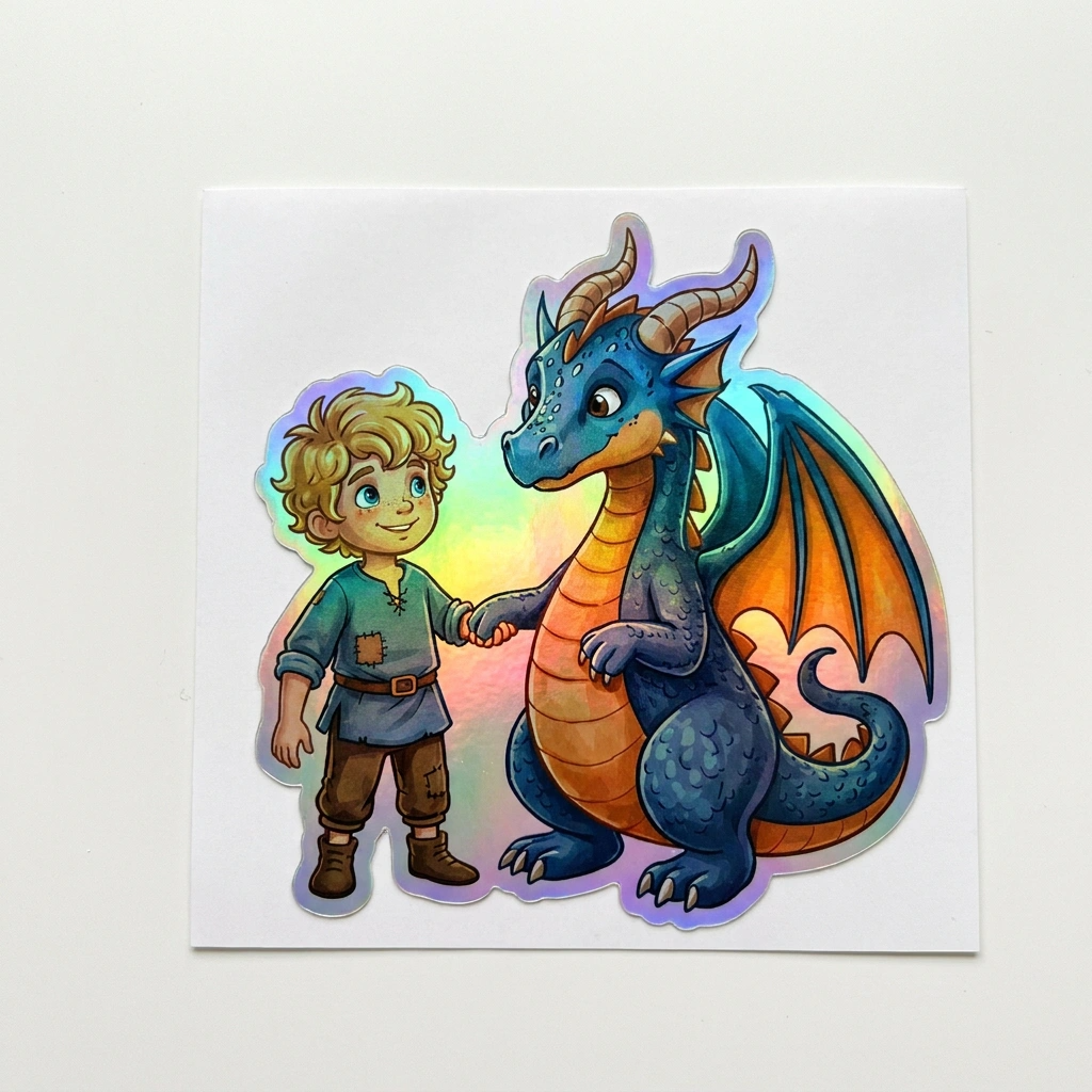 Carson Dragon Holographic Sticker (2.98” x 3”) for Kids