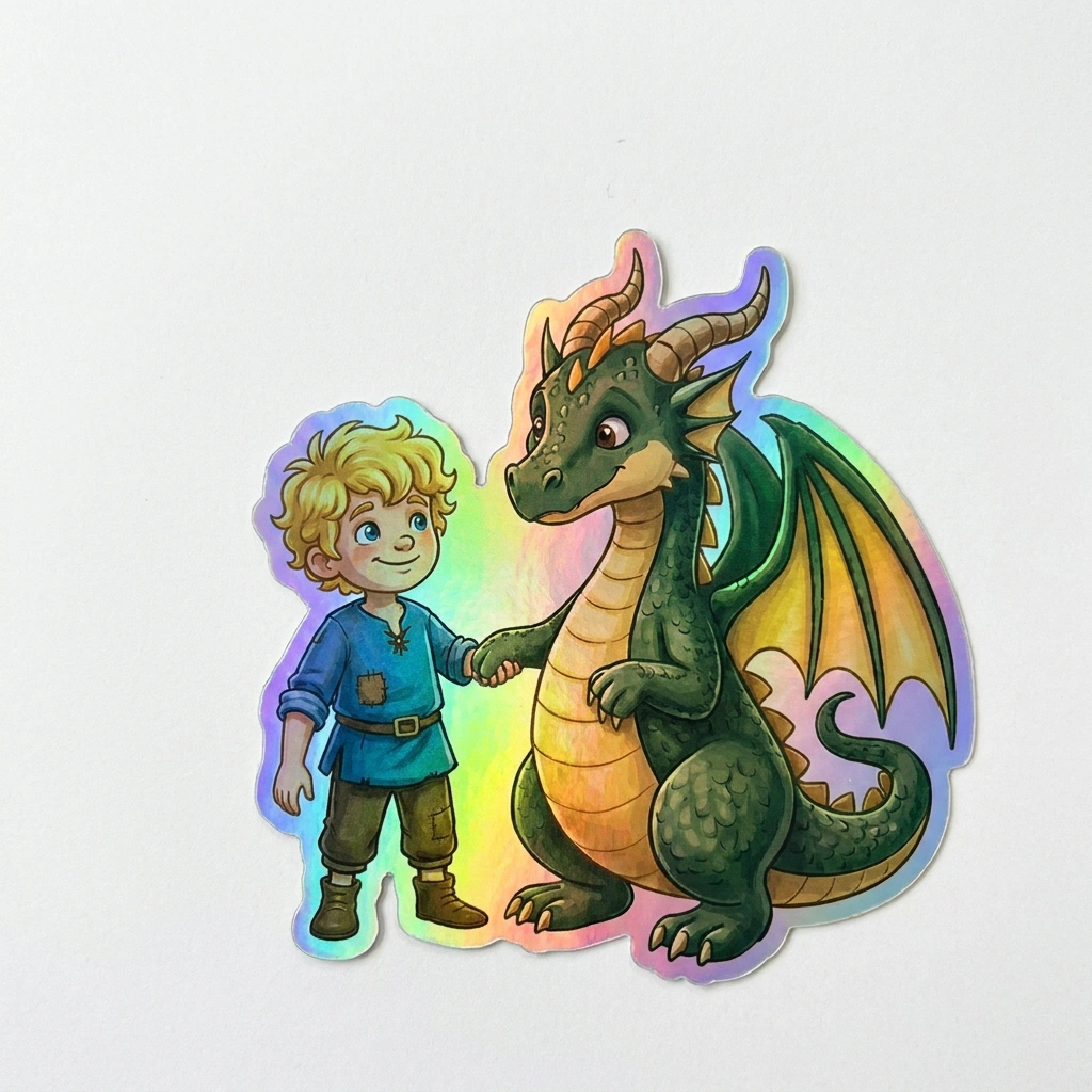 Cassian Dragon Holographic Sticker (2.98” x 3”) for Kids