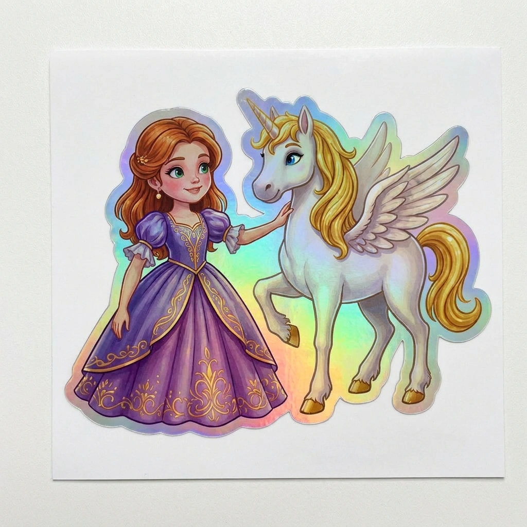 Claire Unicorn Holographic Sticker (3.71” x 3”) for Kids