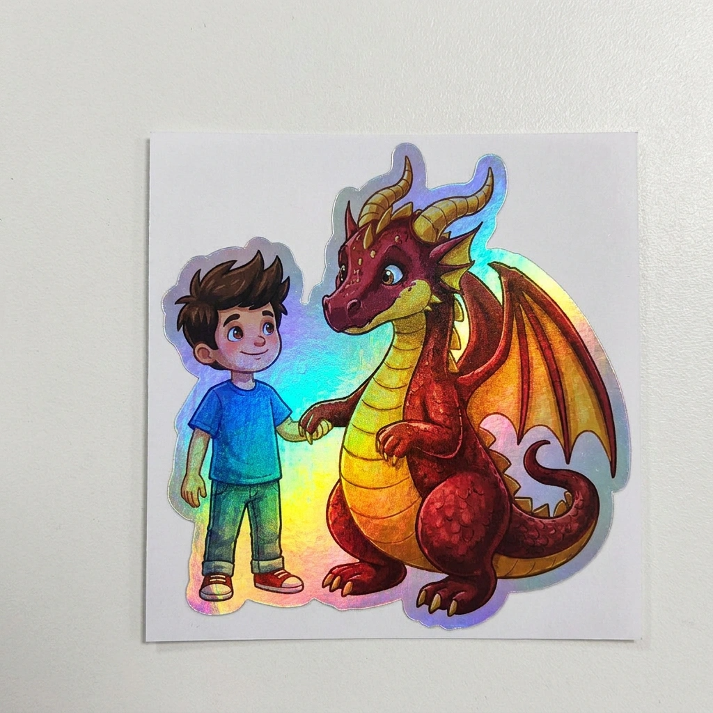 Collin Dragon Holographic Sticker (2.98” x 3”) for Kids