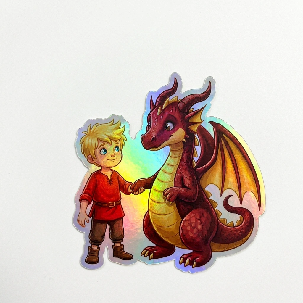 Cosmo Dragon Holographic Sticker (2.98” x 3”) for Kids