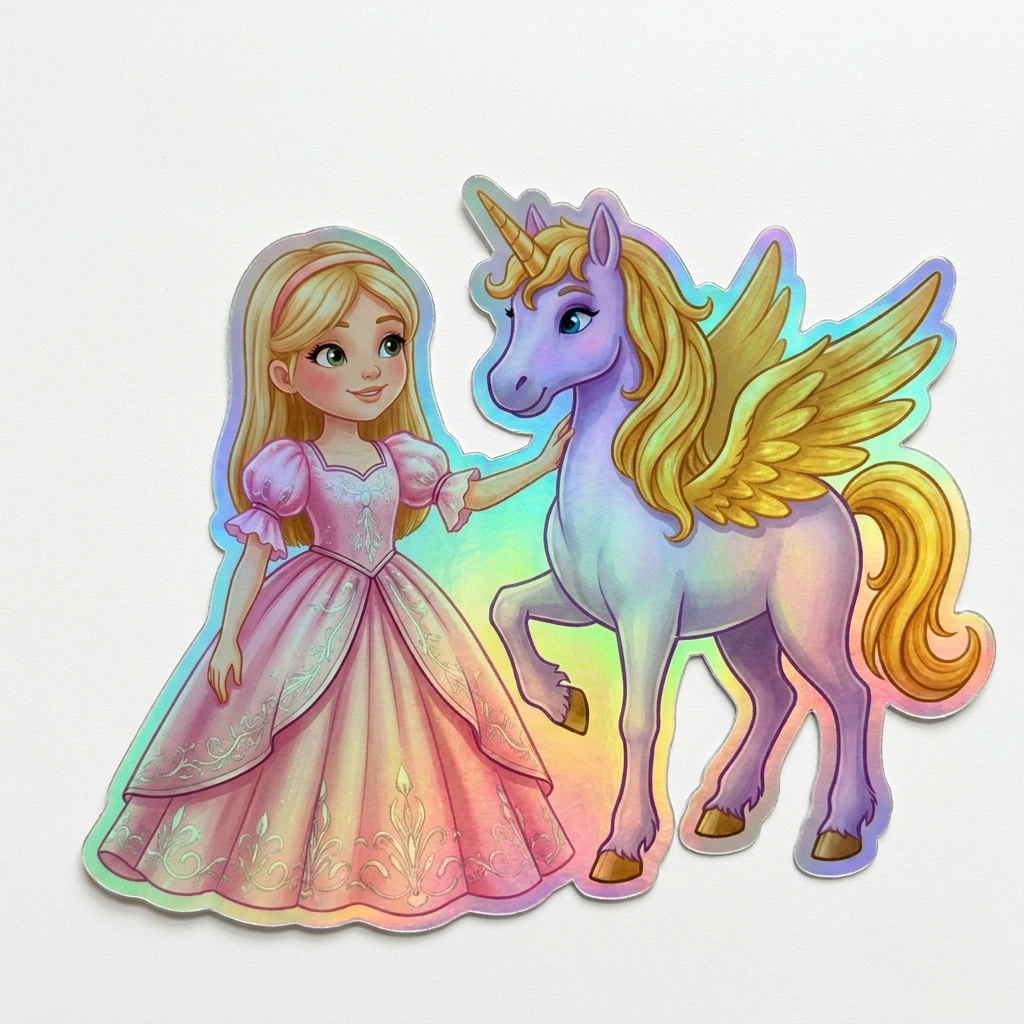Crystal Unicorn Holographic Sticker (3.71” x 3”) for Kids
