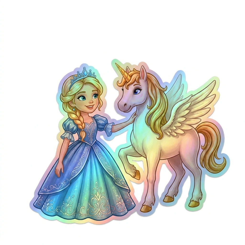 Daphne Unicorn Holographic Sticker (3.71” x 3”) for Kids