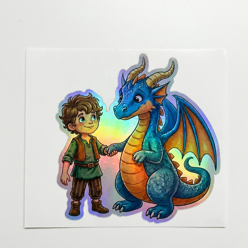 David Dragon Holographic Sticker (2.98” x 3”) for Kids