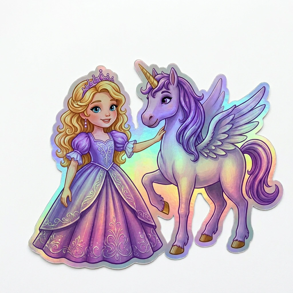 Delilah Unicorn Holographic Sticker (3.71” x 3”) for Kids