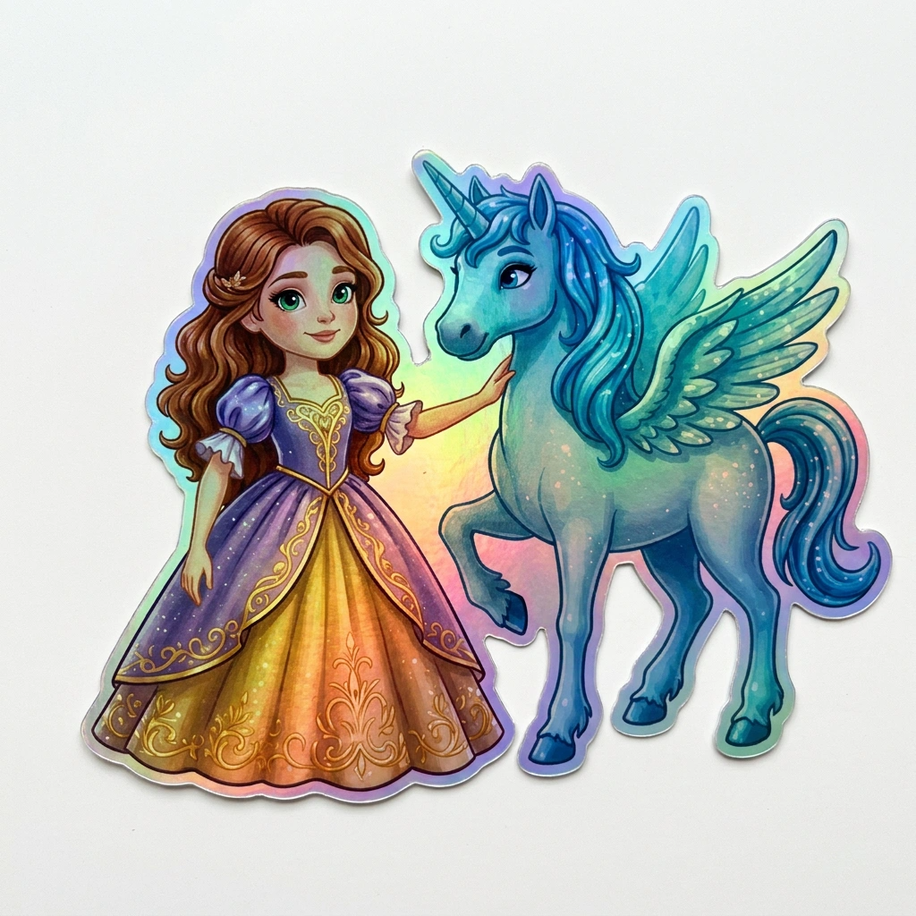 Demy Unicorn Holographic Sticker (3.71” x 3”) for Kids