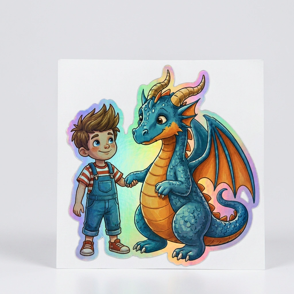 Diego Dragon Holographic Sticker (2.98” x 3”) for Kids