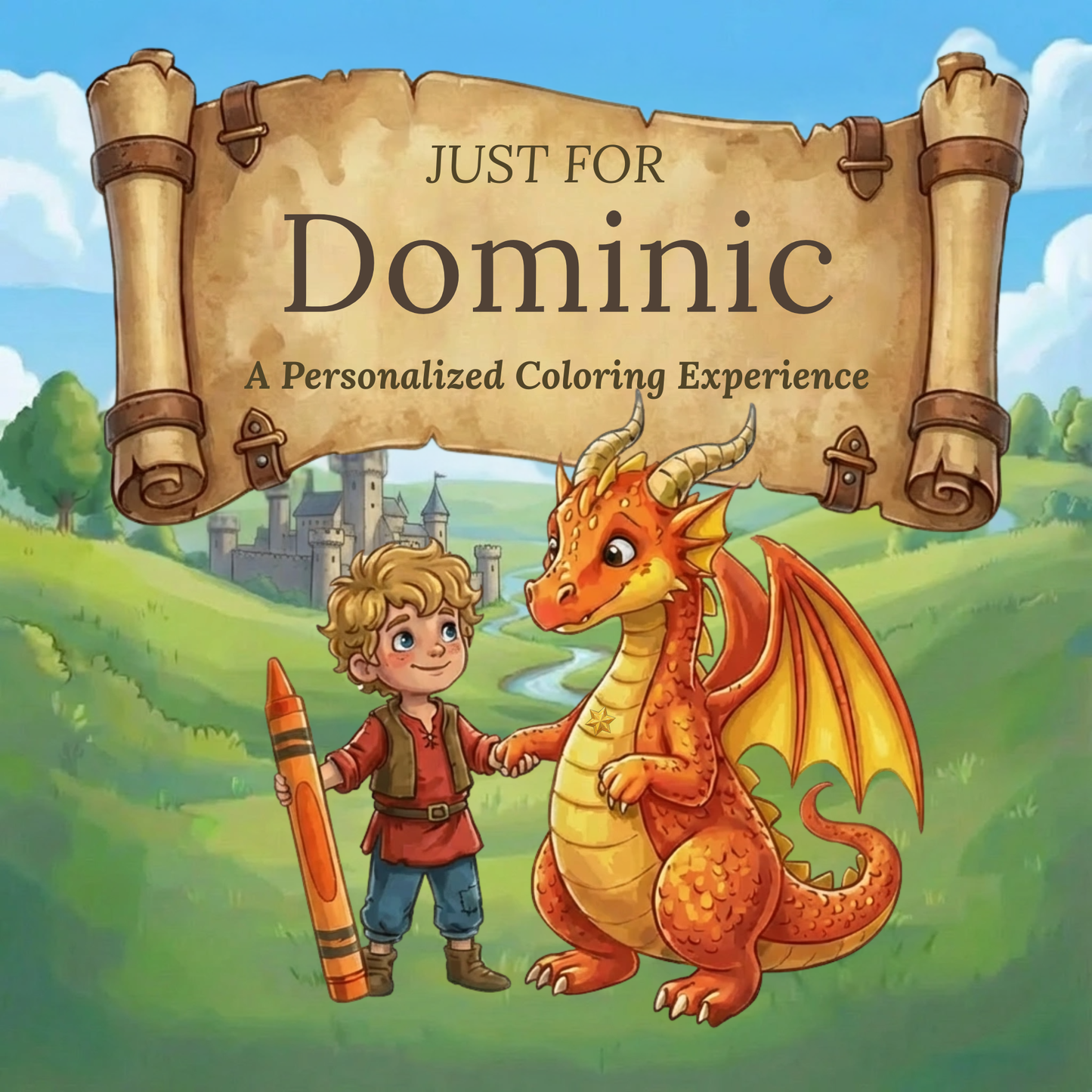 Dominic Personalized Coloring Book | Ages 4-8 | L.K. Bunting