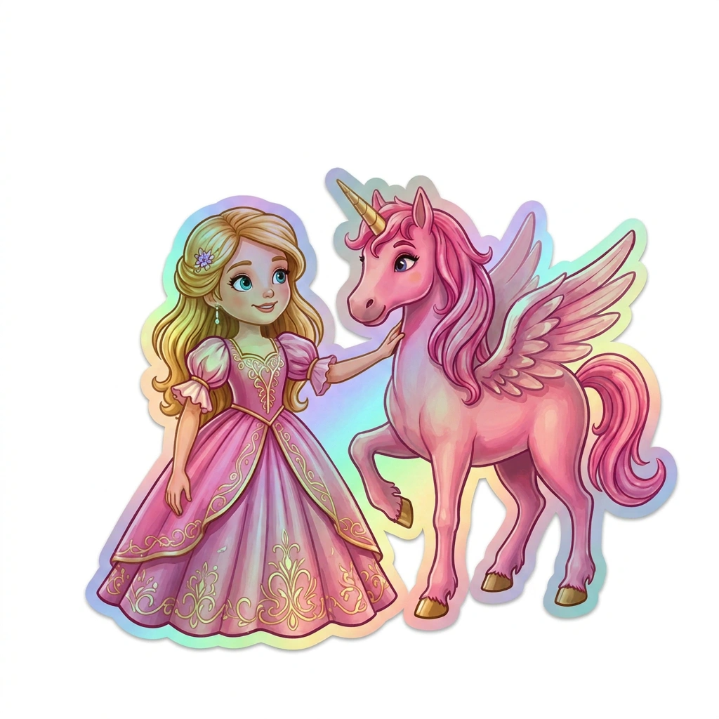 Eleanor Unicorn Holographic Sticker (3.71” x 3”) for Kids