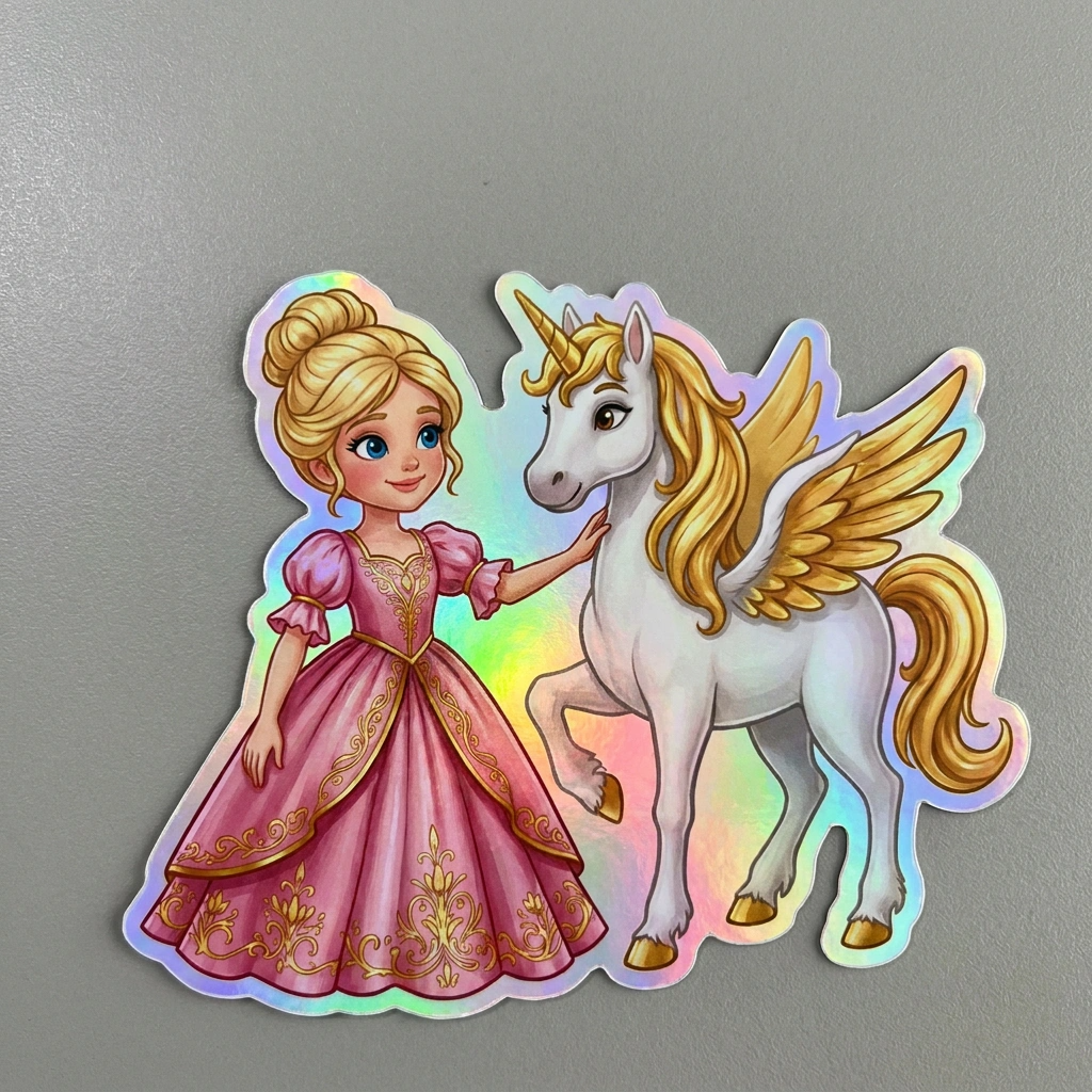 Elliana Unicorn Holographic Sticker (3.71” x 3”) for Kids