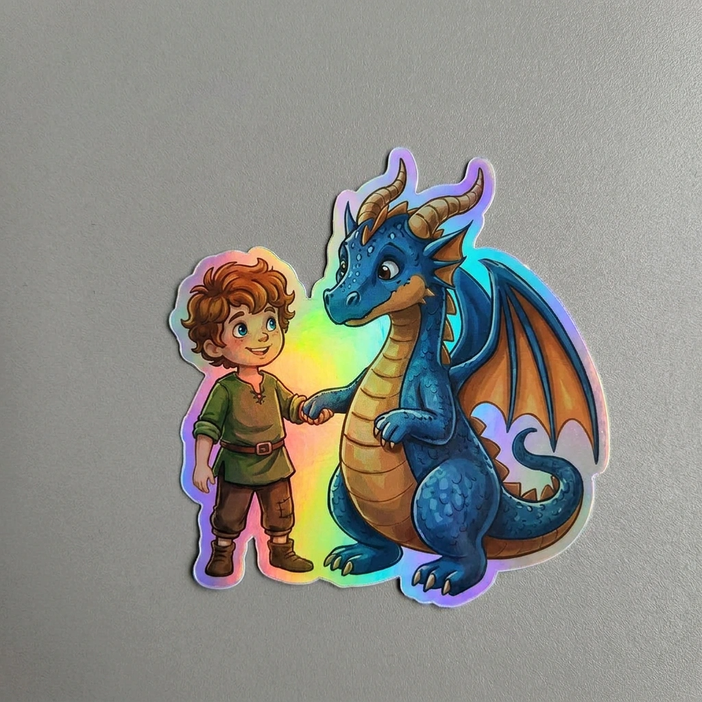 Ellis Dragon Holographic Sticker (2.98” x 3”) for Kids