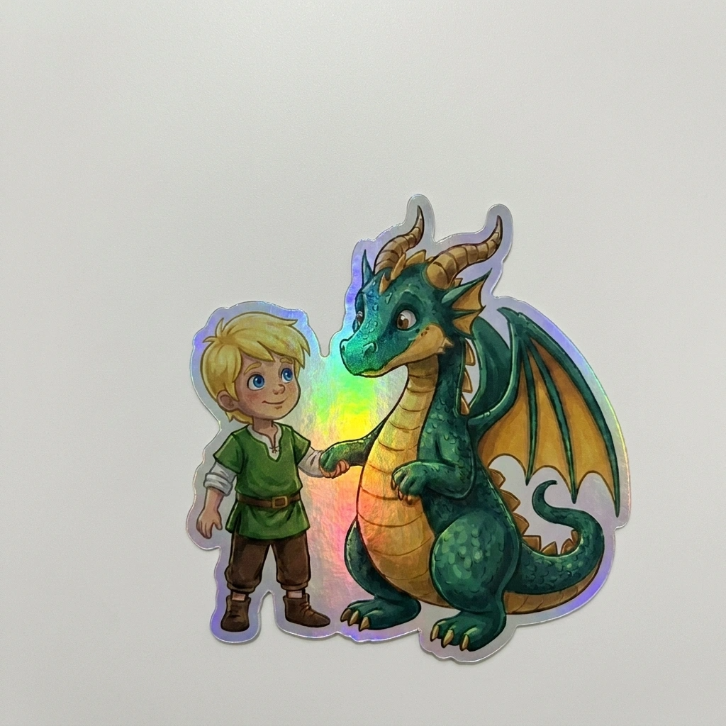 Emerson Dragon Holographic Sticker (2.98” x 3”) for Kids