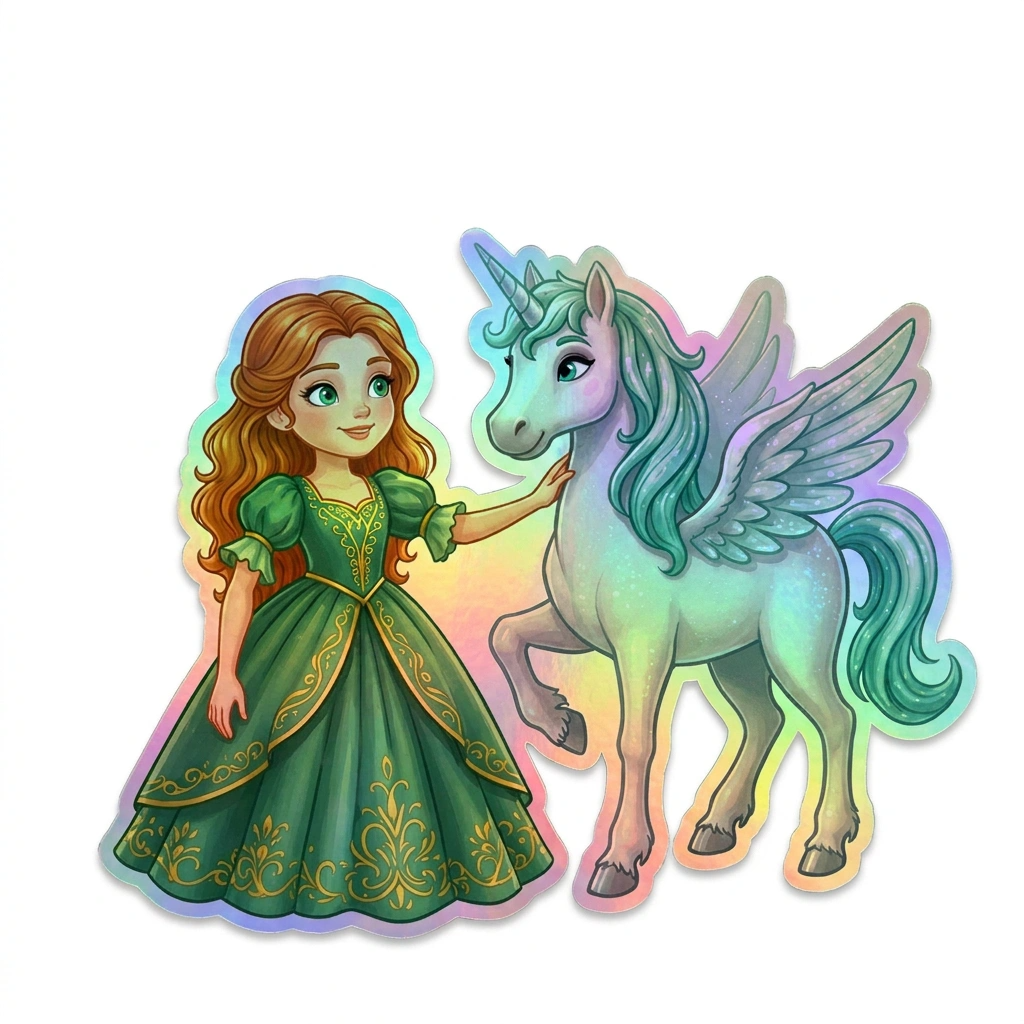 Emma Unicorn Holographic Sticker (3.71” x 3”) for Kids