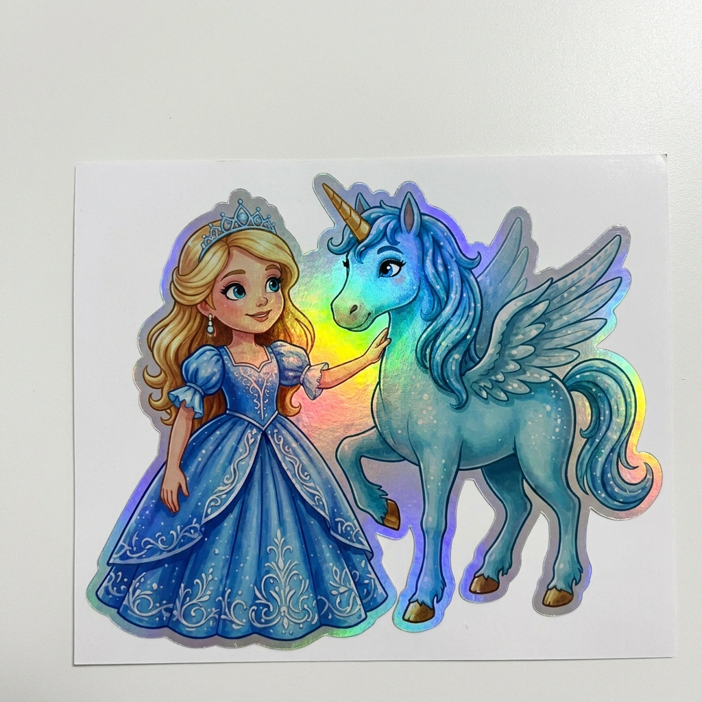 Eva Unicorn Holographic Sticker (3.71” x 3”) for Kids