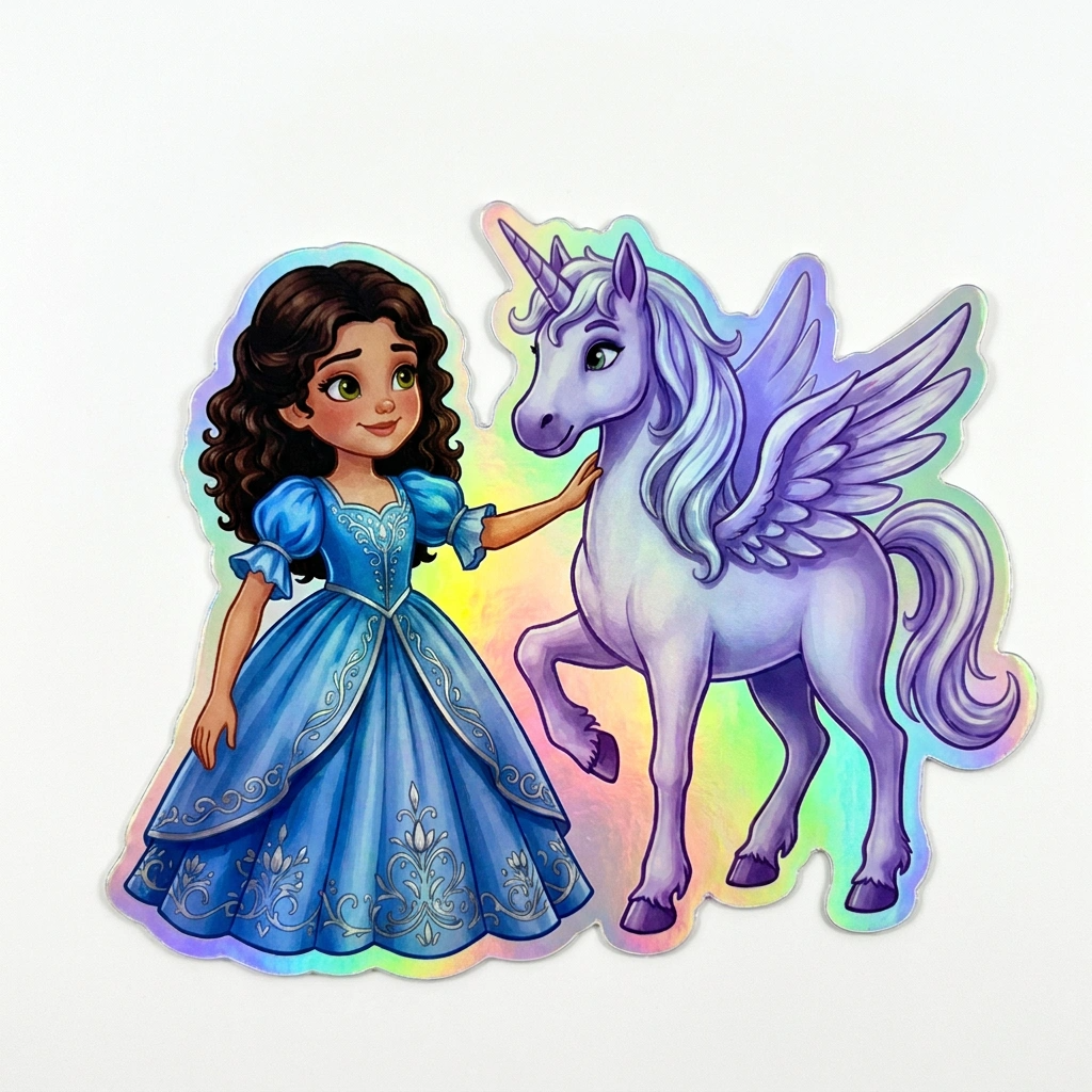 Everleigh Unicorn Holographic Sticker (3.71” x 3”) for Kids