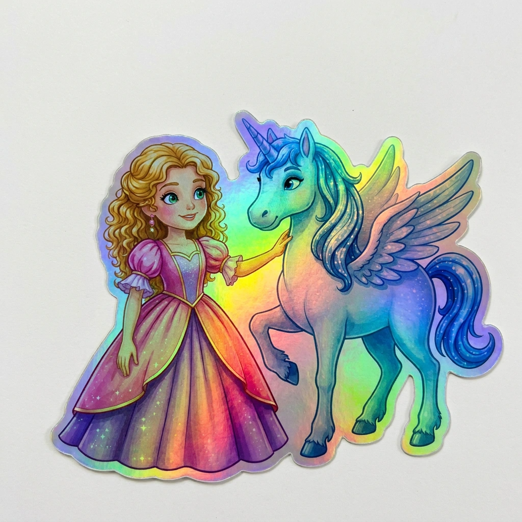 Freya Unicorn Holographic Sticker (3.71” x 3”) for Kids