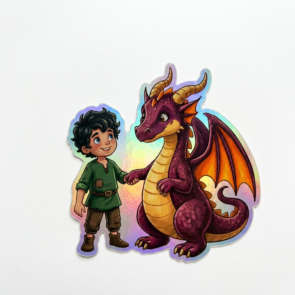Gabriel Dragon Holographic Sticker (2.98” x 3”) for Kids