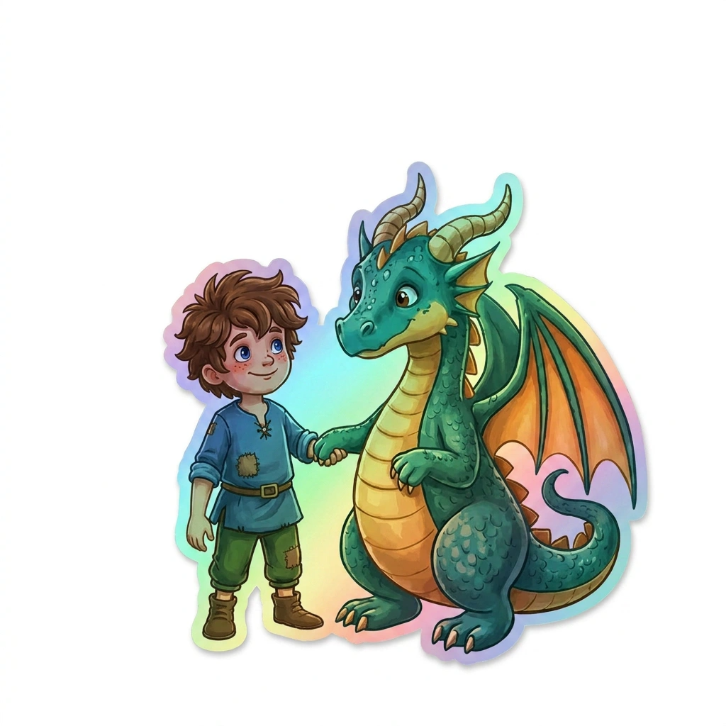 Gael Dragon Holographic Sticker (2.98” x 3”) for Kids