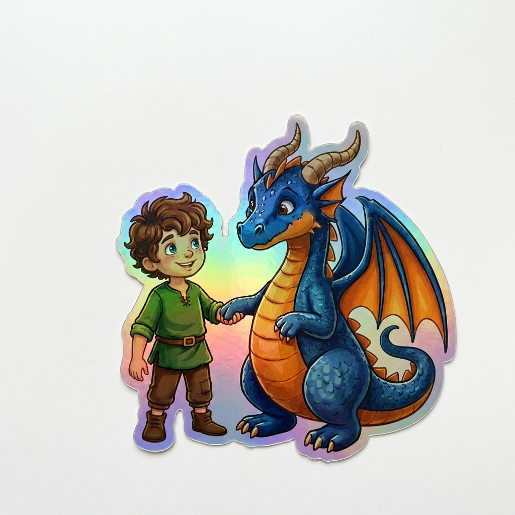 Graham Dragon Holographic Sticker (2.98” x 3”) for Kids