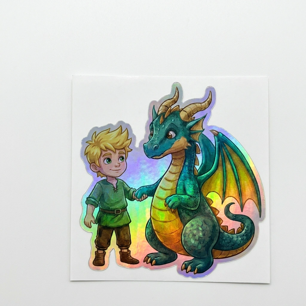 Griffin Dragon Holographic Sticker (2.98” x 3”) for Kids