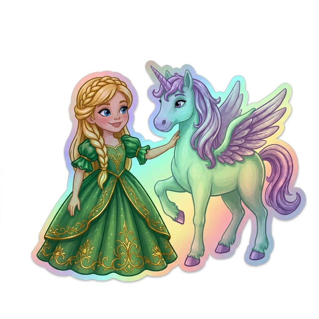 Harlow Unicorn Holographic Sticker (3.71” x 3”) for Kids